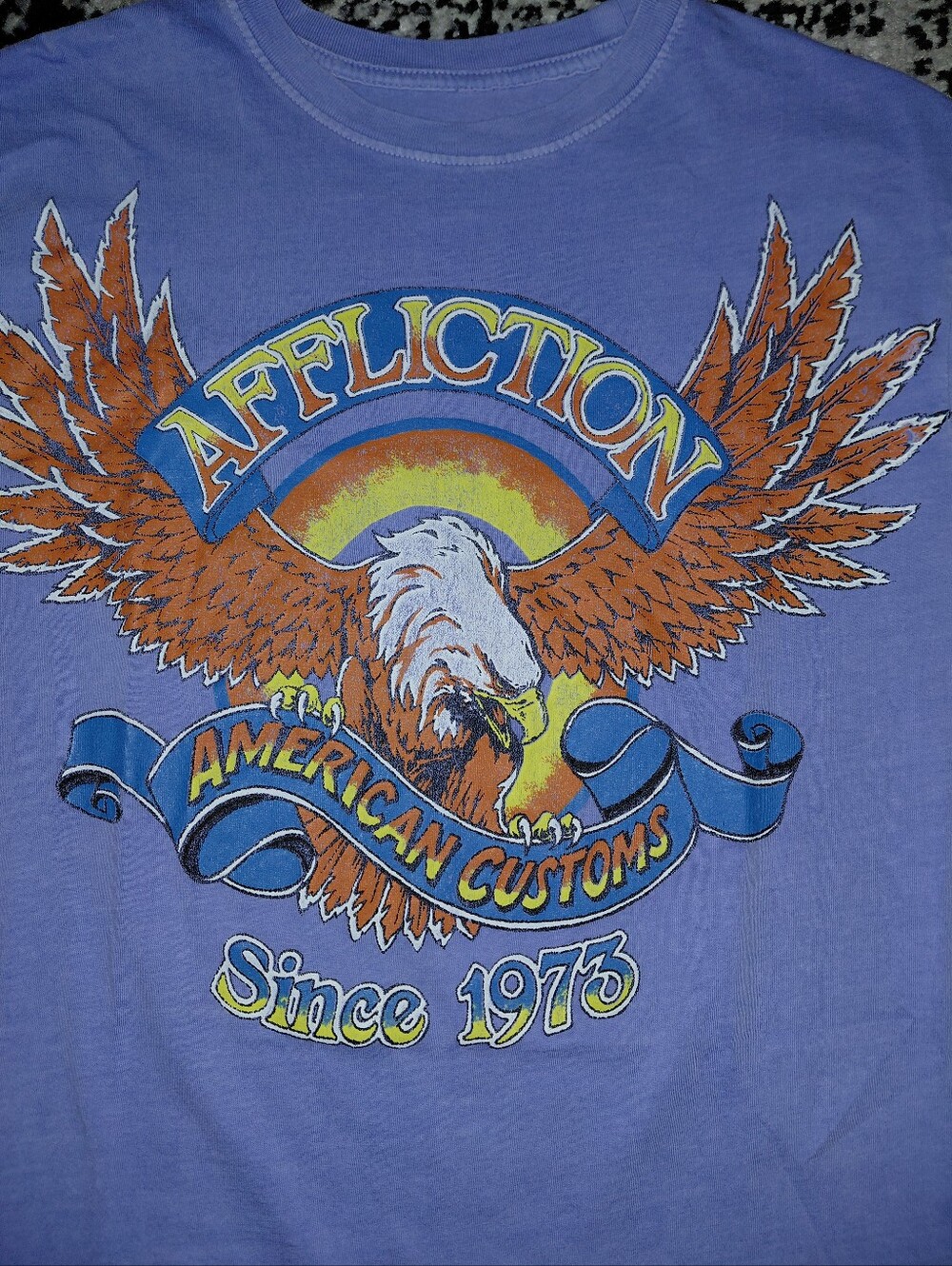 Affliction AC Eagle Clutch Tee S Lavender Vintage Wash Y2K Biker Graphic T-Shirt - Picture 4 of 7